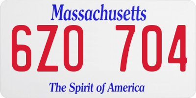 MA license plate 6ZO704