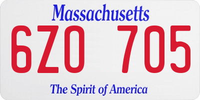 MA license plate 6ZO705