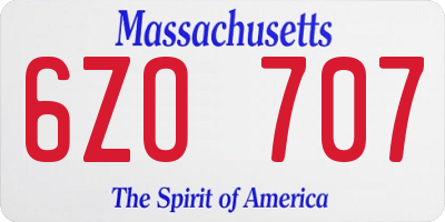 MA license plate 6ZO707