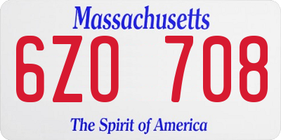 MA license plate 6ZO708