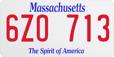 MA license plate 6ZO713