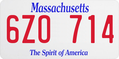 MA license plate 6ZO714