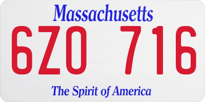 MA license plate 6ZO716