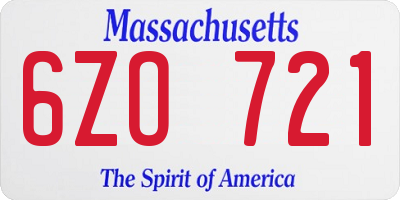 MA license plate 6ZO721