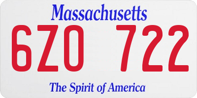 MA license plate 6ZO722