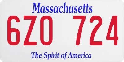 MA license plate 6ZO724