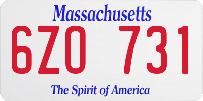 MA license plate 6ZO731