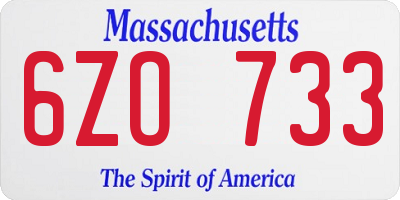 MA license plate 6ZO733