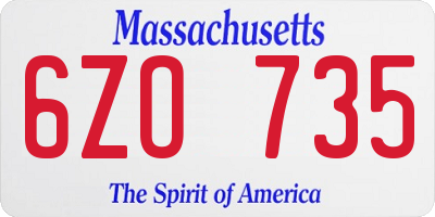MA license plate 6ZO735