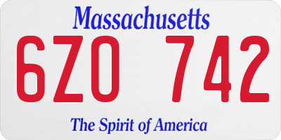 MA license plate 6ZO742