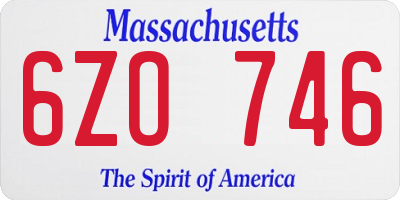 MA license plate 6ZO746