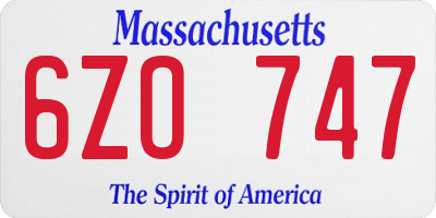 MA license plate 6ZO747