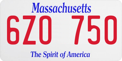MA license plate 6ZO750