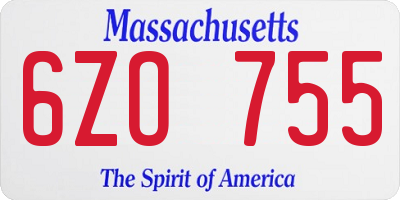 MA license plate 6ZO755