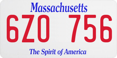 MA license plate 6ZO756
