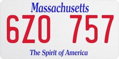 MA license plate 6ZO757