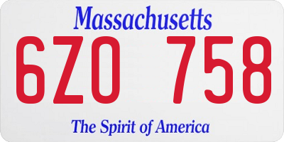 MA license plate 6ZO758