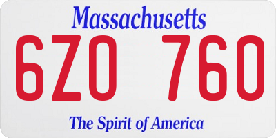 MA license plate 6ZO760