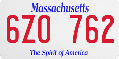 MA license plate 6ZO762