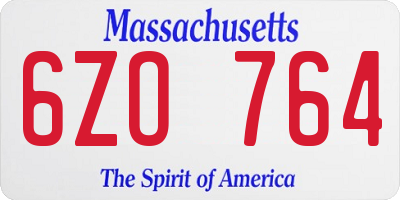 MA license plate 6ZO764