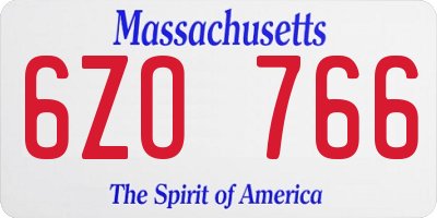 MA license plate 6ZO766