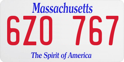 MA license plate 6ZO767