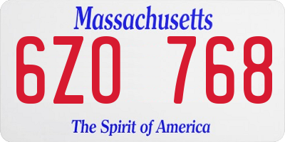 MA license plate 6ZO768