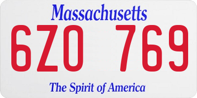 MA license plate 6ZO769