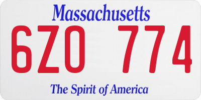 MA license plate 6ZO774