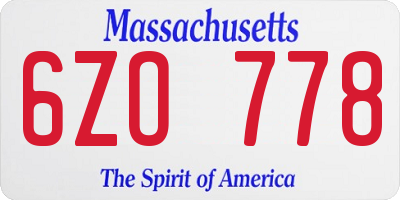 MA license plate 6ZO778