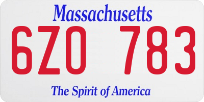 MA license plate 6ZO783