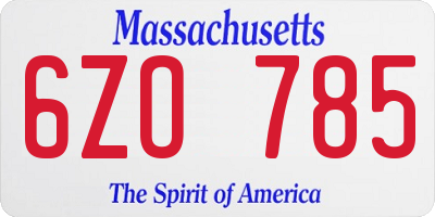 MA license plate 6ZO785
