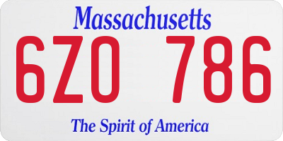 MA license plate 6ZO786