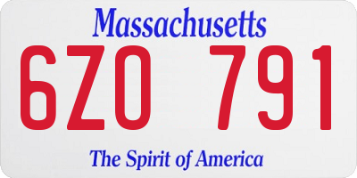 MA license plate 6ZO791
