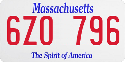 MA license plate 6ZO796