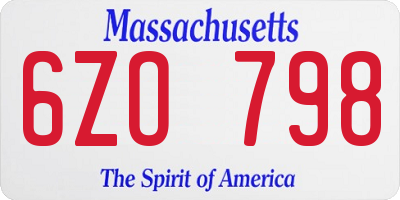 MA license plate 6ZO798