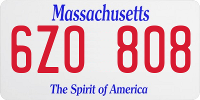 MA license plate 6ZO808