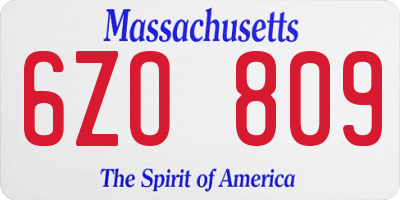 MA license plate 6ZO809