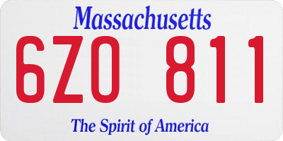 MA license plate 6ZO811
