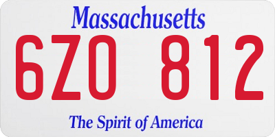MA license plate 6ZO812