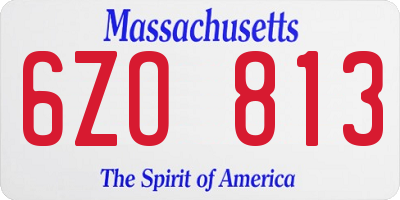 MA license plate 6ZO813