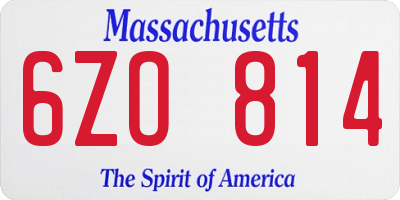 MA license plate 6ZO814