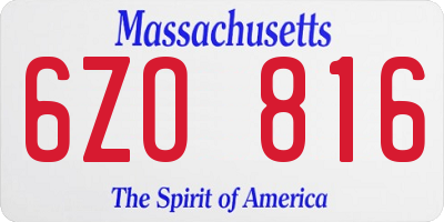 MA license plate 6ZO816