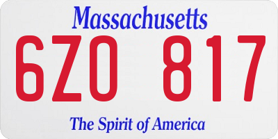 MA license plate 6ZO817