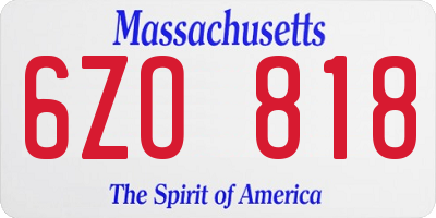 MA license plate 6ZO818