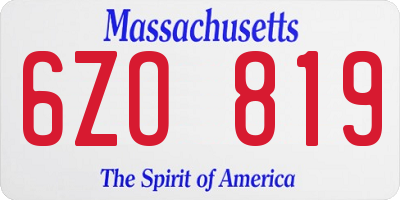 MA license plate 6ZO819