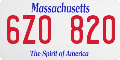 MA license plate 6ZO820