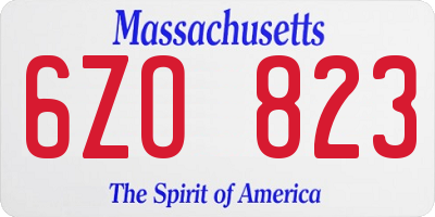 MA license plate 6ZO823