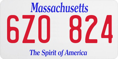 MA license plate 6ZO824