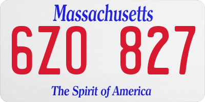 MA license plate 6ZO827